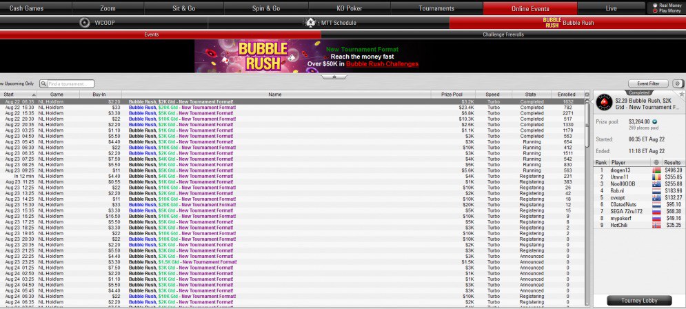 bubble rush pokerstars bubble rush