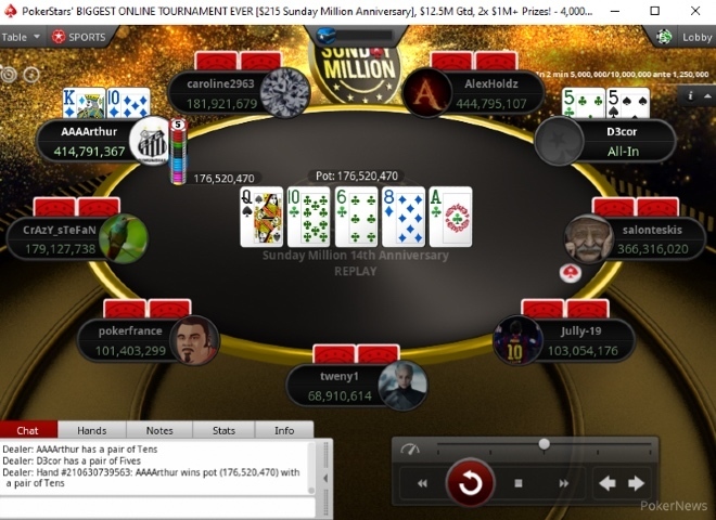 AAAArthur победил в Sunday million AAAArthur